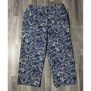 (3/$27) Kim Rogers Pockets Tan White Blue Capris